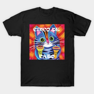 Cinco De Cato, Blue Cat Playing Maracas Music T-Shirt